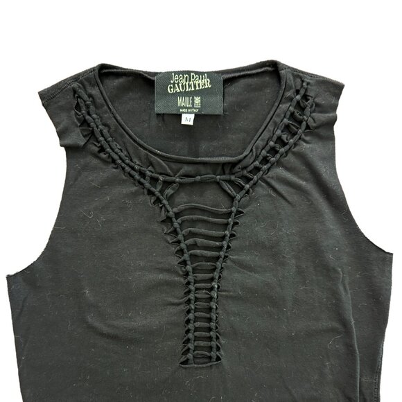 Jean Paul Gaultier VINTAGE Slashed & Knotted Tank - Black Med. NEVER WORN! - Picture 2 of 4